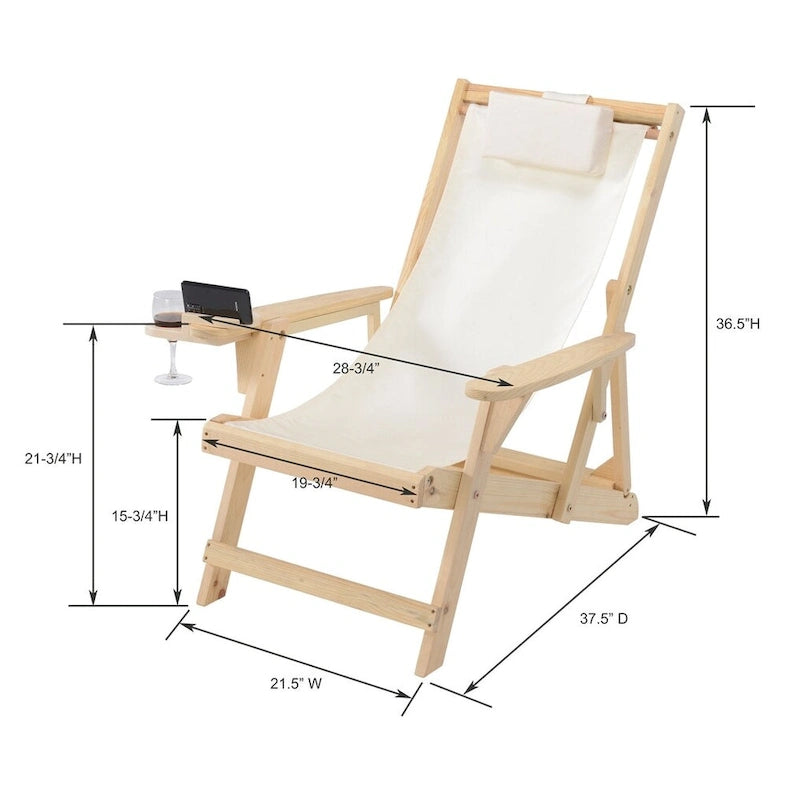 Romantic Collection Canvas Sling Chair with Cup Holder