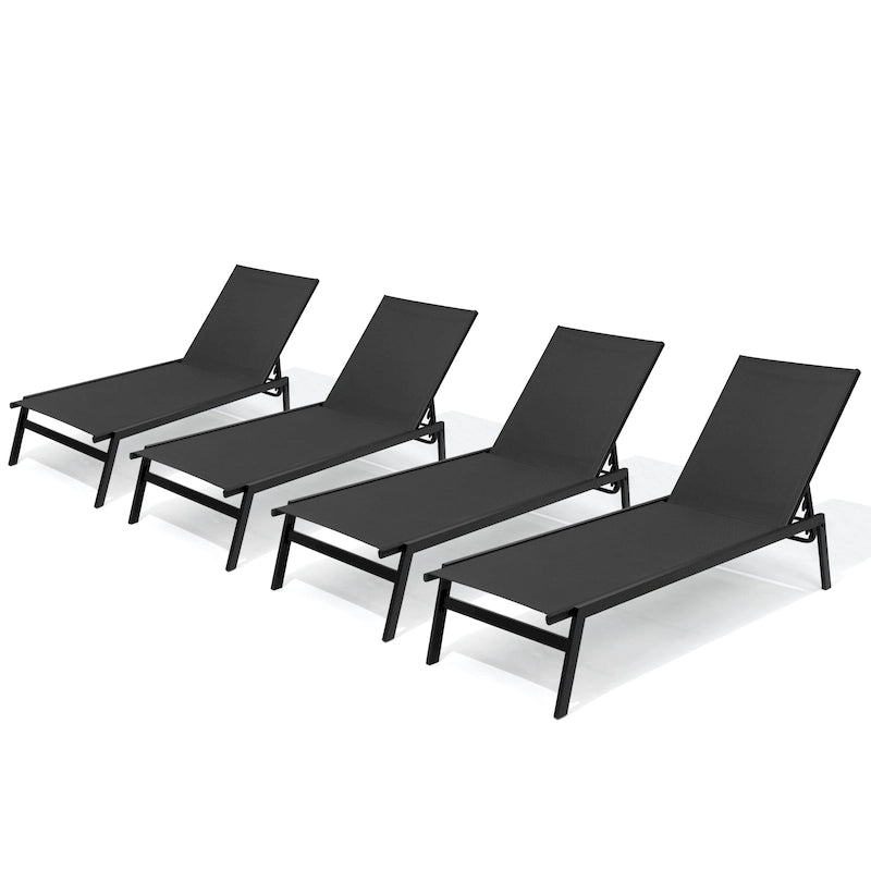 Outdoor Patio Reclining Adjustable Chaise Lounge Chairs Stackable