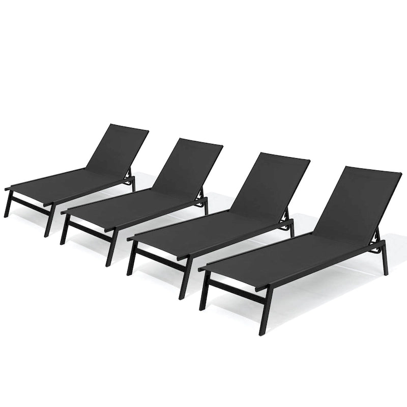 Outdoor Patio Reclining Adjustable Chaise Lounge Chairs Stackable