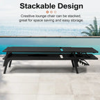 Outdoor Patio Reclining Adjustable Chaise Lounge Chairs Stackable