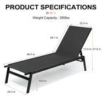 Outdoor Patio Reclining Adjustable Chaise Lounge Chairs Stackable