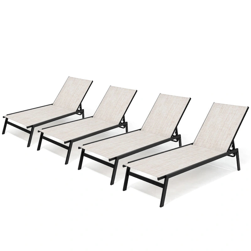 Outdoor Patio Reclining Adjustable Chaise Lounge Chairs Stackable