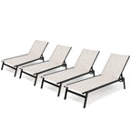 Outdoor Patio Reclining Adjustable Chaise Lounge Chairs Stackable
