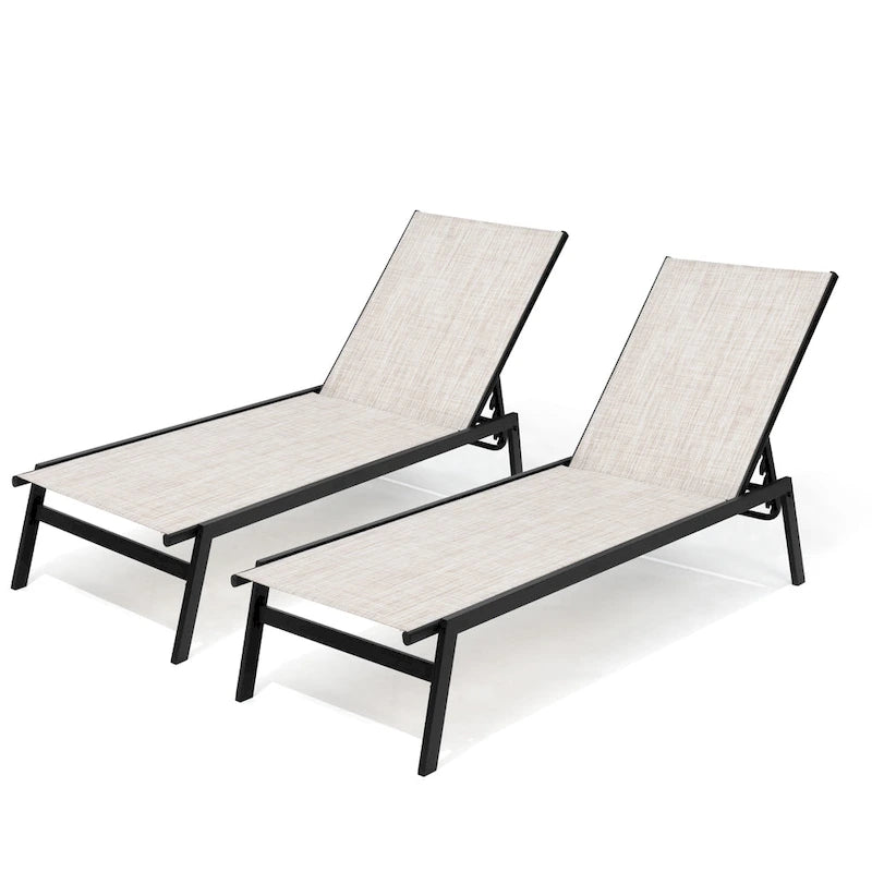 Outdoor Patio Reclining Adjustable Chaise Lounge Chairs Stackable