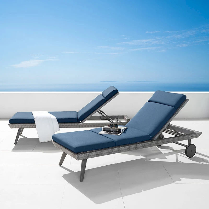 Portofino Casual 2 Piece Sunbrella Outdoor Patio Lounger & Mattress