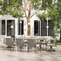 SleekLine 9-Piece Aluminum Patio Dining Set with Webbing Chair Back and Removable Cushions