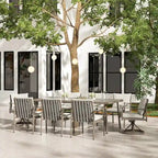 SleekLine 9-Piece Aluminum Patio Dining Set with Webbing Chair Back and Removable Cushions