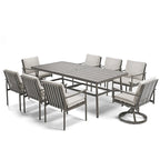 SleekLine 9-Piece Aluminum Patio Dining Set with Webbing Chair Back and Removable Cushions