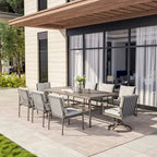 SleekLine 9-Piece Aluminum Patio Dining Set with Webbing Chair Back and Removable Cushions