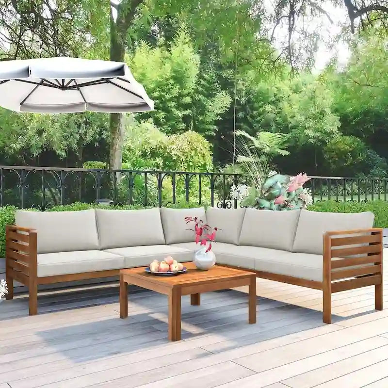 4 PCS Exotic design acacia wood outdoor sofa set