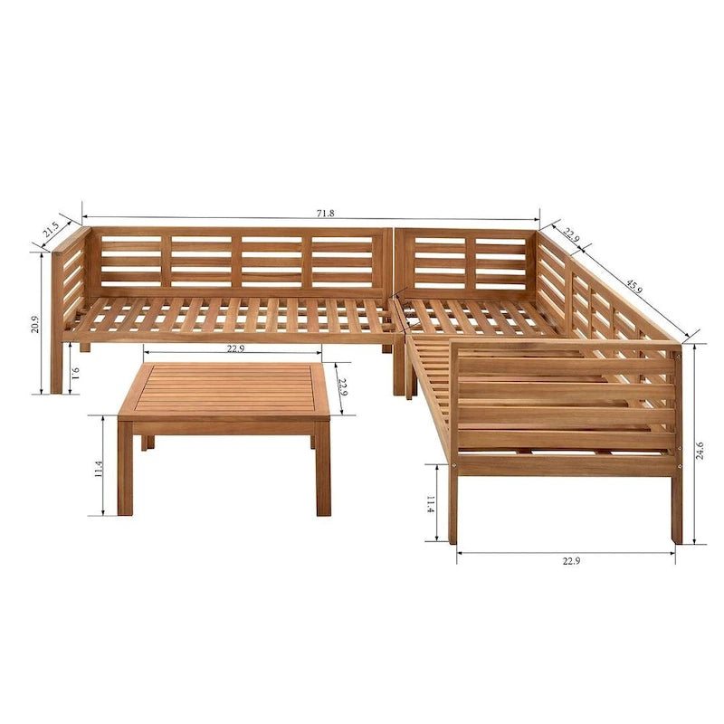4 PCS Exotic design acacia wood outdoor sofa set