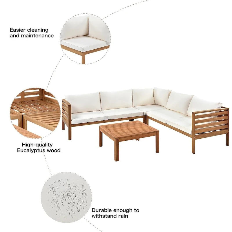 4 PCS Exotic design acacia wood outdoor sofa set
