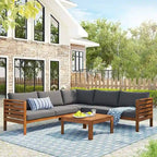 4 PCS Exotic design acacia wood outdoor sofa set