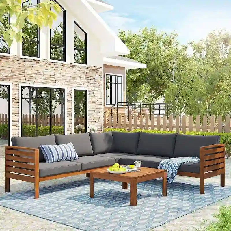 4 PCS Exotic design acacia wood outdoor sofa set