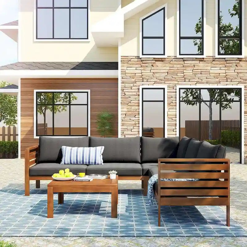 4 PCS Exotic design acacia wood outdoor sofa set