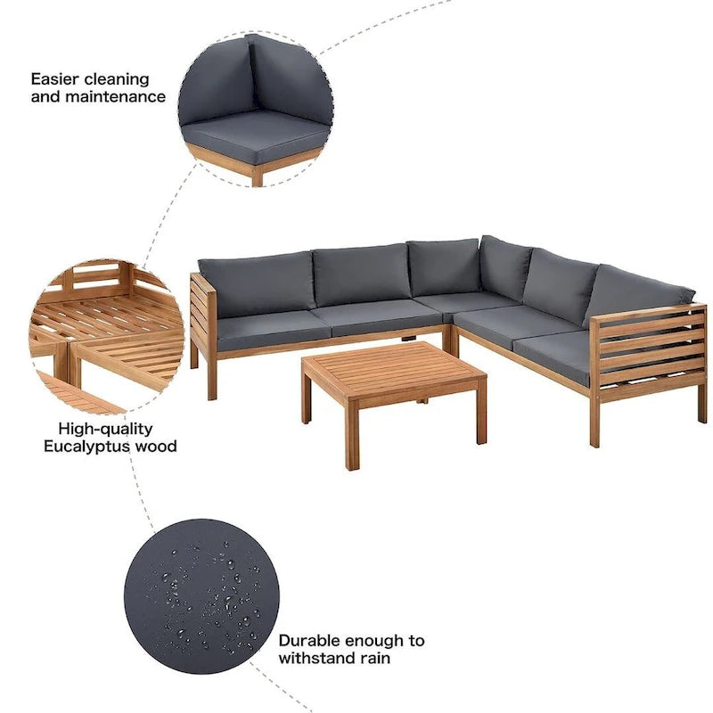 4 PCS Exotic design acacia wood outdoor sofa set
