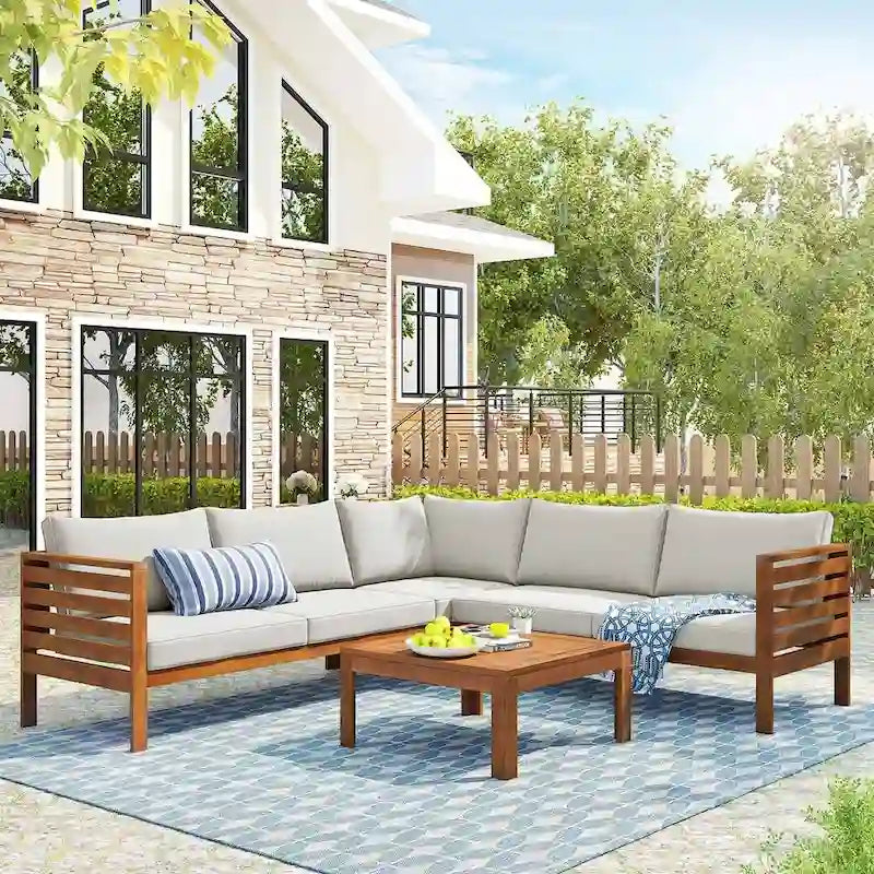 4 PCS Exotic design acacia wood outdoor sofa set