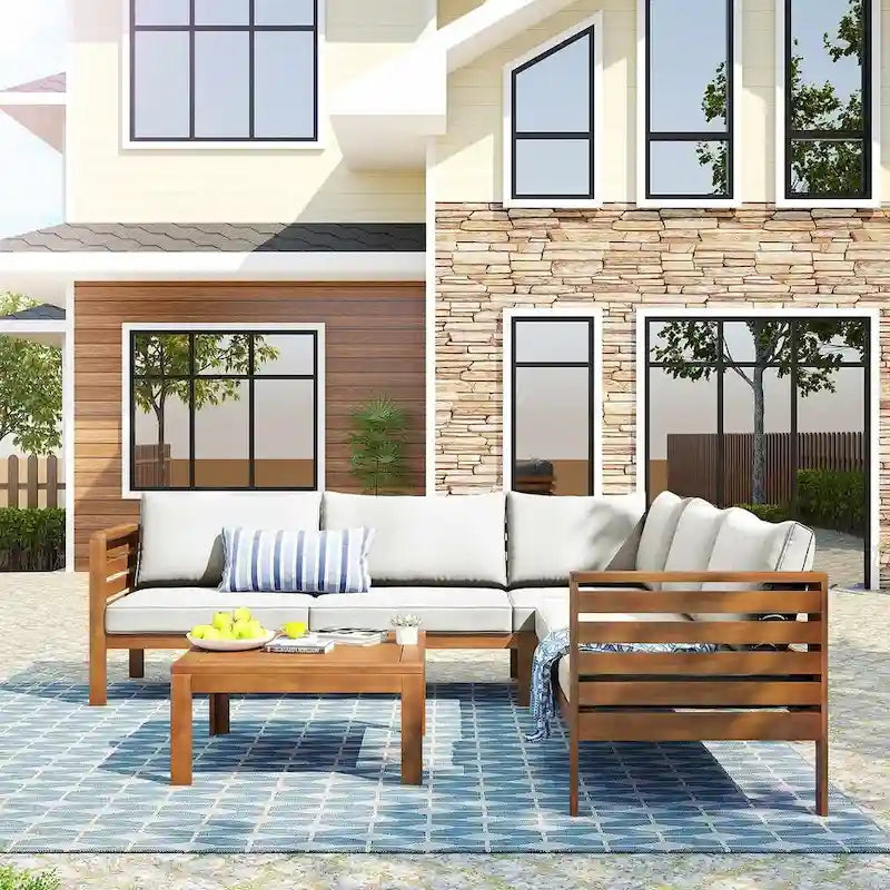 4 PCS Exotic design acacia wood outdoor sofa set