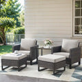 PE Wicker Rattan Outdoor Chair and Ottoman Set - Brown