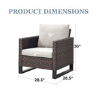 PE Wicker Rattan Outdoor Chair and Ottoman Set - Brown
