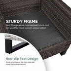 PE Wicker Rattan Outdoor Chair and Ottoman Set - Brown