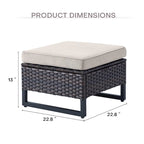 PE Wicker Rattan Outdoor Chair and Ottoman Set - Brown