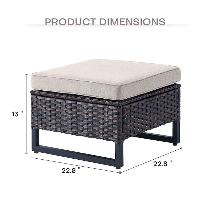 PE Wicker Rattan Outdoor Chair and Ottoman Set - Brown