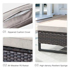 PE Wicker Rattan Outdoor Chair and Ottoman Set - Brown