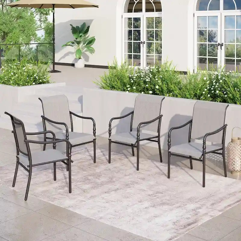 MAISON ARTS Outdoor Dining Chairs Set of 4, Breathable Material and Gourd Head Shape Armrest