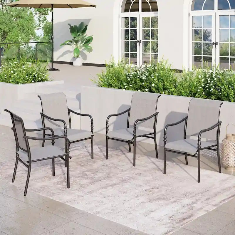 MAISON ARTS Outdoor Dining Chairs Set of 4, Breathable Material and Gourd Head Shape Armrest