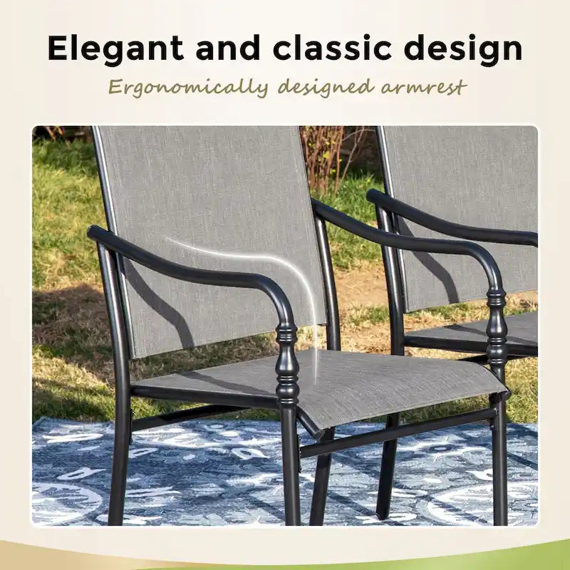 MAISON ARTS Outdoor Dining Chairs Set of 4, Breathable Material and Gourd Head Shape Armrest