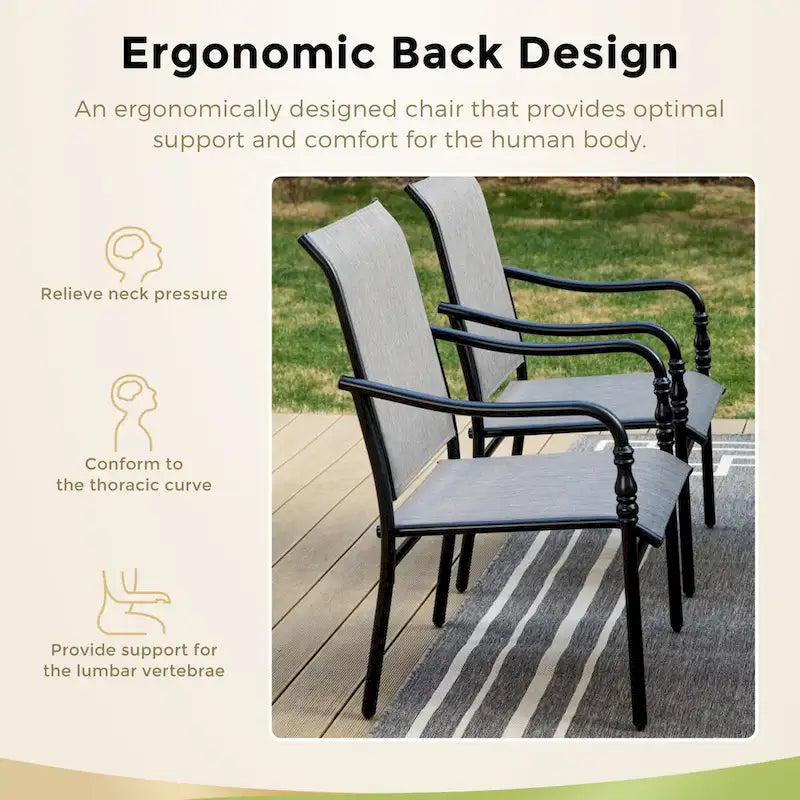 MAISON ARTS Outdoor Dining Chairs Set of 4, Breathable Material and Gourd Head Shape Armrest