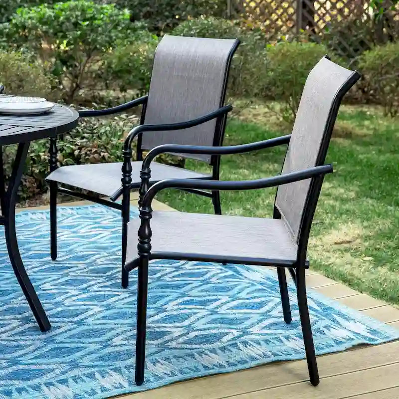 MAISON ARTS Outdoor Dining Chairs Set of 4, Breathable Material and Gourd Head Shape Armrest