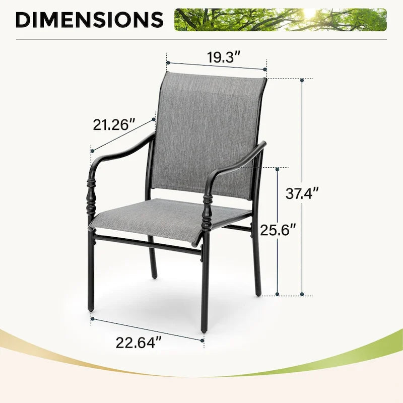 MAISON ARTS Outdoor Dining Chairs Set of 4, Breathable Material and Gourd Head Shape Armrest