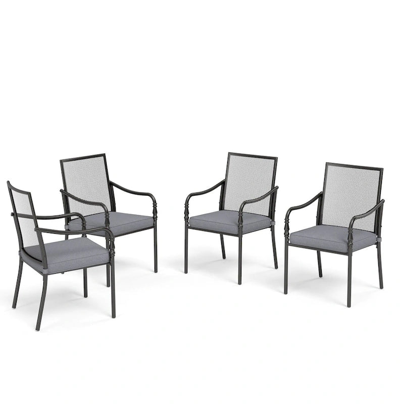 MAISON ARTS Outdoor Dining Chairs Set of 4, Breathable Material and Gourd Head Shape Armrest