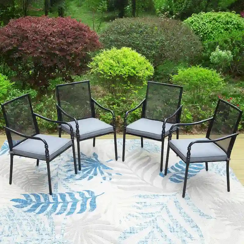 MAISON ARTS Outdoor Dining Chairs Set of 4, Breathable Material and Gourd Head Shape Armrest