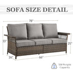Sofa Patio Conversation Sets with Swivel Chair - Brown