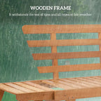 Outsunny Wooden Garden Bench for Outdoor with Cushions, Adjustable Armrests Front Porch Bench, Multifunctional Patio Loveseat