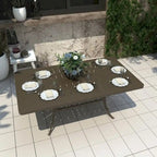 72 Cast Aluminum Rectangular Dining Table with Umbrella Hole