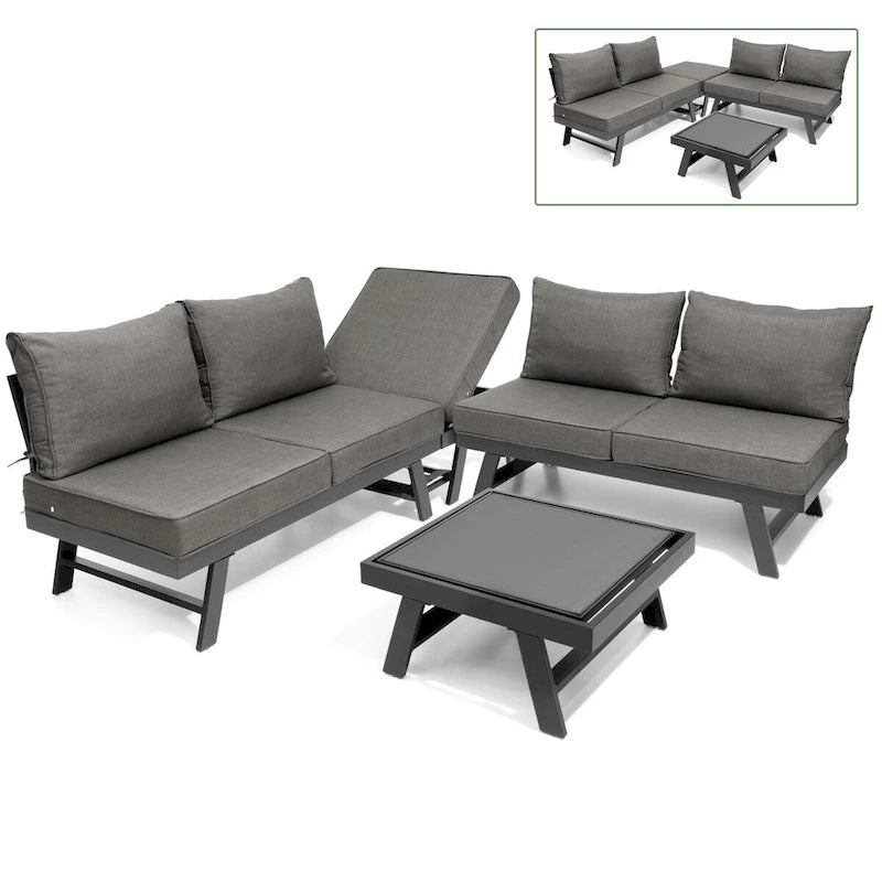 VredHom Outdoor Sectional Set Aluminum Patio Daybed Sofa