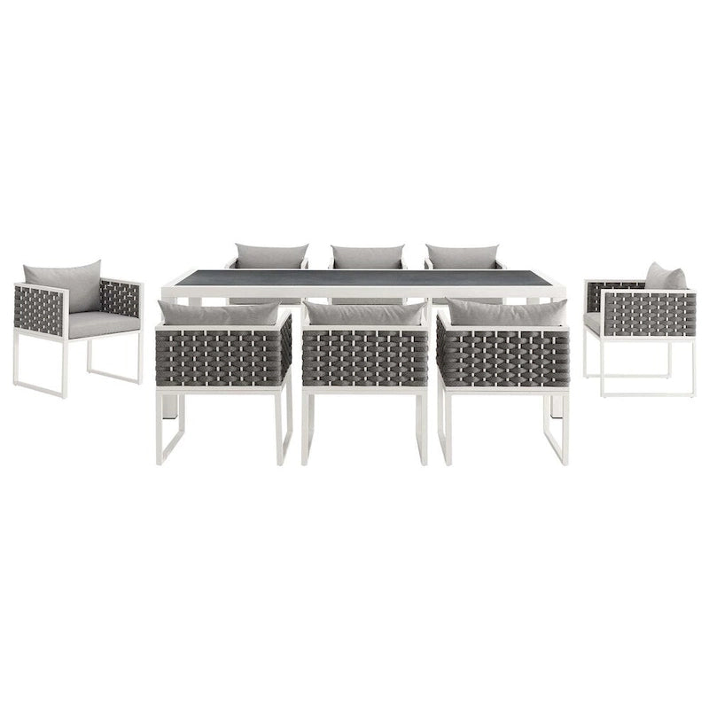 Stance 9 Piece Outdoor Patio Aluminum Dining Set - N/A