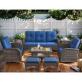 Outdoor Sofa with Swivel Chair Ottomans and Coffee Table - Brown