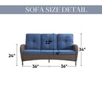 Outdoor Sofa with Swivel Chair Ottomans and Coffee Table - Brown