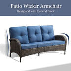 Outdoor Sofa with Swivel Chair Ottomans and Coffee Table - Brown