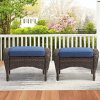 Outdoor Sofa with Swivel Chair Ottomans and Coffee Table - Brown