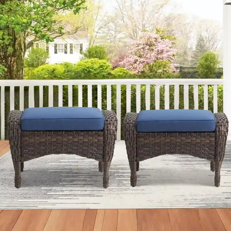Outdoor Sofa with Swivel Chair Ottomans and Coffee Table - Brown