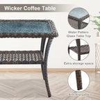 Outdoor Sofa with Swivel Chair Ottomans and Coffee Table - Brown
