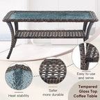 Outdoor Sofa with Swivel Chair Ottomans and Coffee Table - Brown