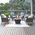 HOOOWOOO 5-piece Patio Wicker Chair Set with Wood Burning Fire Pit
