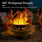HOOOWOOO 5-piece Patio Wicker Chair Set with Wood Burning Fire Pit